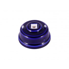Розетка телефонная RJ 11 фарфоровая, цвет azzurra (лазурный), серебристая фурнитура