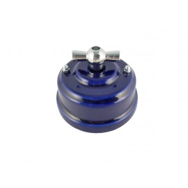 Выключатель (переключатель) фарфоровый поворотный одноклавишный проходной, цвет azzurra (лазурный), ручка серебро 
