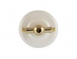 Выключатель (переключатель) фарфоровый поворотный одноклавишный проходной, цвет bianco (белый), ручка золото