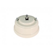 Выключатель (переключатель) фарфоровый однорычажковый проходной на 2 направления, цвет bianco (белый), тумблер серебро