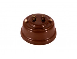Выключатель двухрычажковый фарфоровый, цвет bruno (коричневый), тумблер бронза