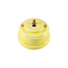Выключатель (переключатель) фарфоровый однорычажковый проходной на 2 направления, цвет giallo (желтый), тумблер бронза