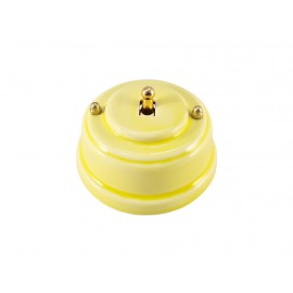 Выключатель (переключатель) фарфоровый однорычажковый проходной на 2 направления, цвет giallo (желтый), тумблер золото
