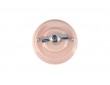 Выключатель фарфоровый поворотный двухклавишный, цвет rosa (розовый), ручка серебро
