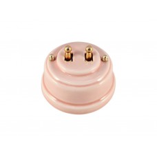 Выключатель двухрычажковый фарфоровый, цвет rosa (розовый), тумблер золото