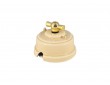 Выключатель (переключатель) фарфоровый поворотный одноклавишный проходной, цвет sabbioso (песочный), ручка золото