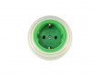 Розетка фарфоровая проходная с/з, цвет verde (зеленый), серебристая фурнитура